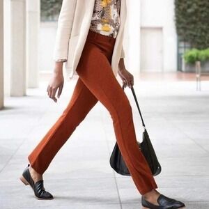 Betabrand Classic Straight Dress Yoga Pull On Pant Jacquard Diamond Brick L NEW